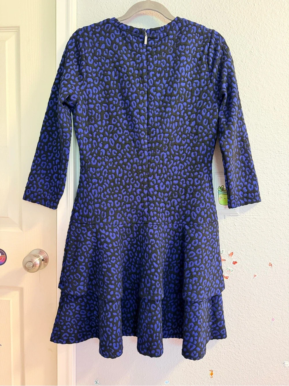 NWT Michael Kors Blue Leopard Print Fit & Flare Dress